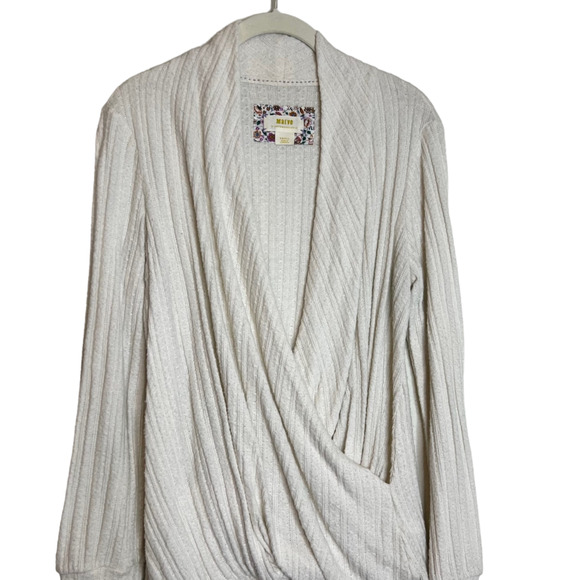 Maeve Anthropologie Womens Faux Wrap Sweater Small White Long Sleeve Pullover - Picture 2 of 6